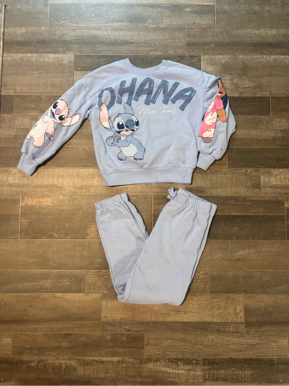 Disney Light Blue Stitch & Ohana Kids Pajama Set